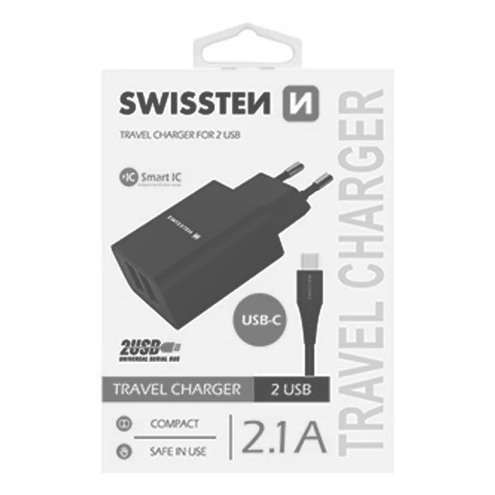 Hauptbild des Produkts SWISSTEN, Síťový adaptér, s USB-C kabelem, 100-240V, 5V, 2100mA, nabíjení mobilních telef