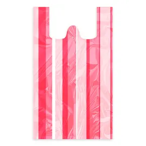 Hemdchen-Tragetasche (HDPE) gestreift 30+14 x 50 cm `10kg` [100 St.]