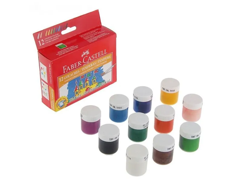 Hauptbild des Produkts Temperové barvy 15ml 12 barev, standardní Faber Castell (161112)