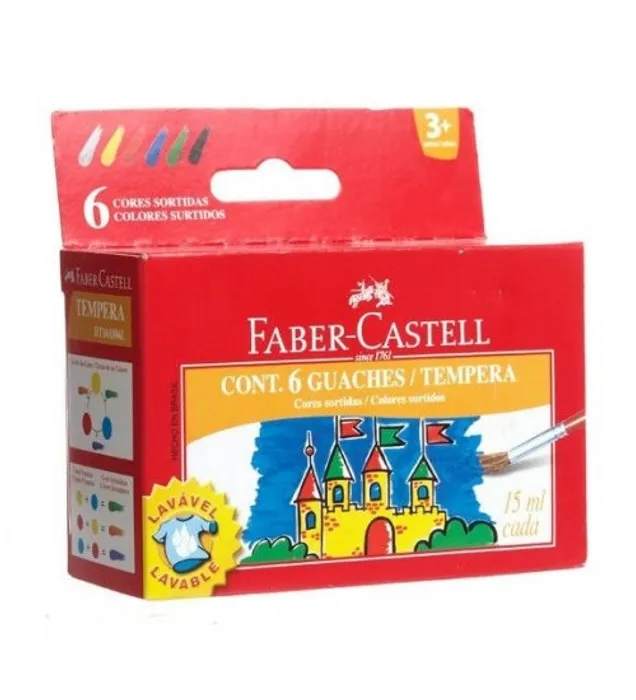 Hauptbild des Produkts Temperové barvy 15ml 6 barev, standardní Faber Castell (161106)