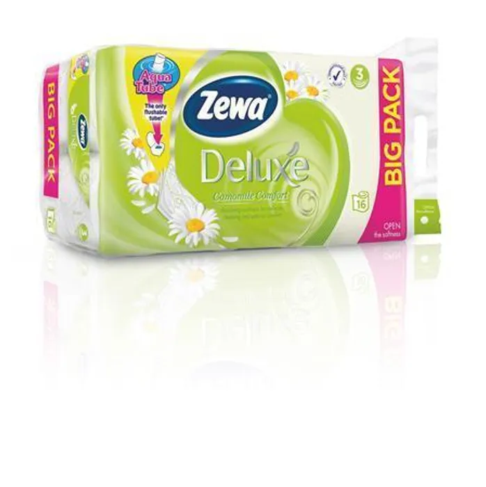 Hauptbild des Produkts Toaletní papír, 3 vrství, 16 rolí, ZEWA "Deluxe, chamolile