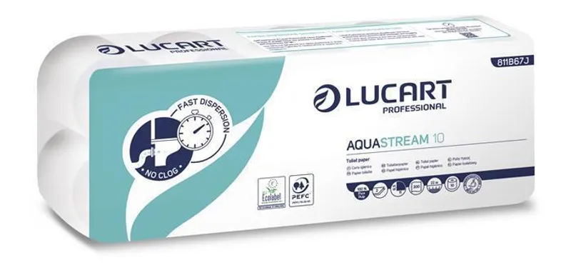 Hauptbild des Produkts Toaletní papír "Aquastream 10", bílá, 2-vrstvý, 22 m, LUCART [10 ks]