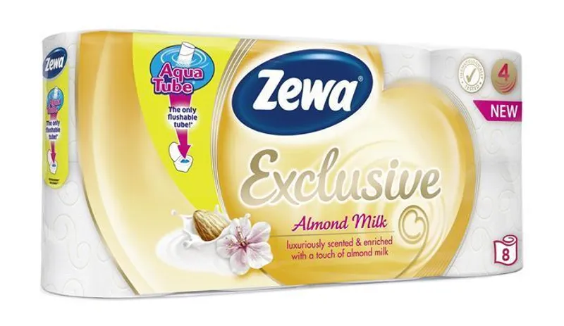 Hauptbild des Produkts Toaletní papír "Exclusive", 4vrstvý, 8 rolí, almond milk, ZEWA
