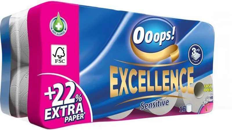 Hauptbild des Produkts Toaletní papír "Ooops! Excellence" , 3vrstvý, 16 rolí