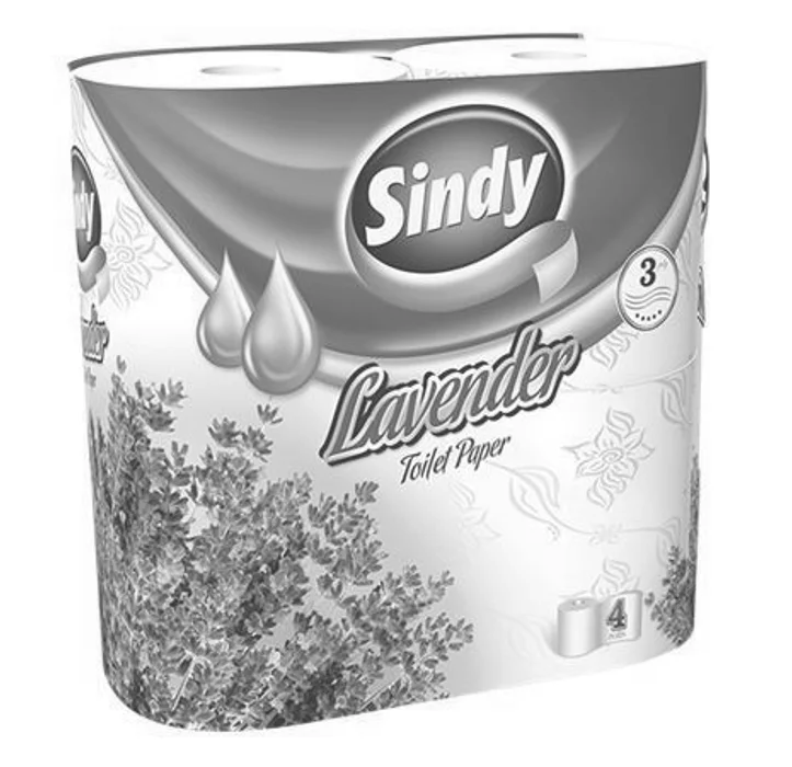 Hauptbild des Produkts Toaletní papír "Sindy", levandule, 3 vrstvý, 4 role v balení