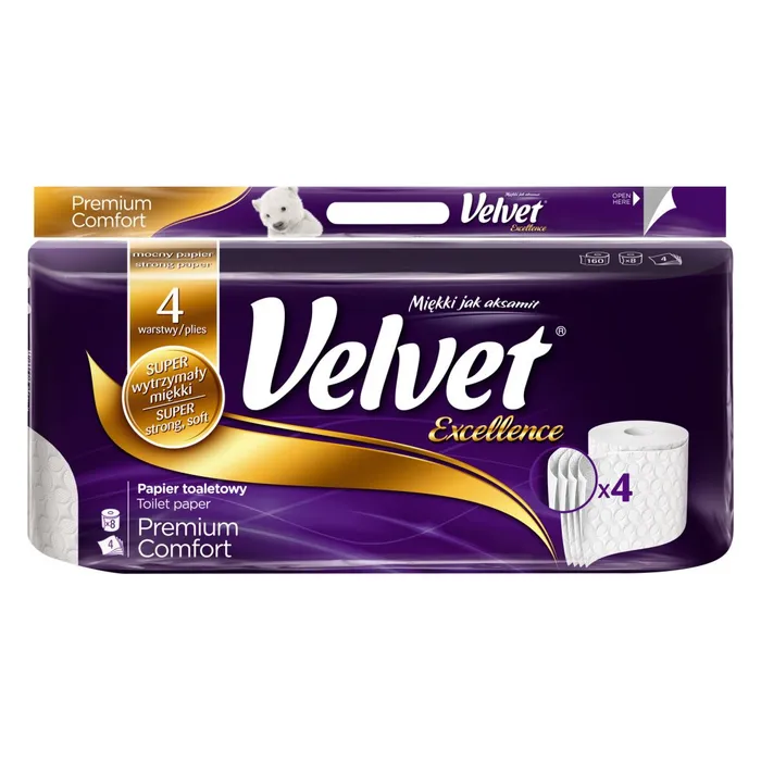 Hauptbild des Produkts Toaletní papír Velvet White Excellence Premium Comfort luxusní 4 vrstvý 8 kusů