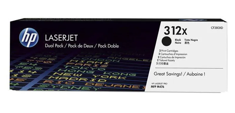 Hauptbild des Produkts Toner HP 312X, do tiskárny LaserJet Pro M476, černá, dvojbalení, 2x4, 4k , HP