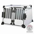 Doppelter Transportkäfig, Aluminiumrahmen, feste Paneele 95x69x88 cm