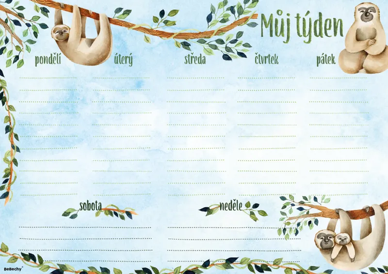 Hauptbild des Produkts Týdenní plánovač A4 - Lenochod