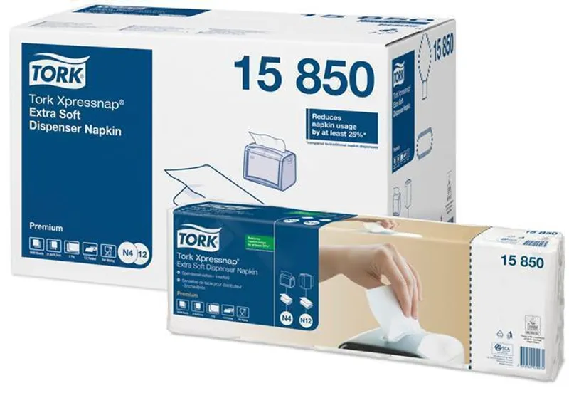Hauptbild des Produkts Ubrousky do zásobníku Tork 15850 Xpressnap N4 2vr bílé 21,3×16,5 cm [8000 ks]