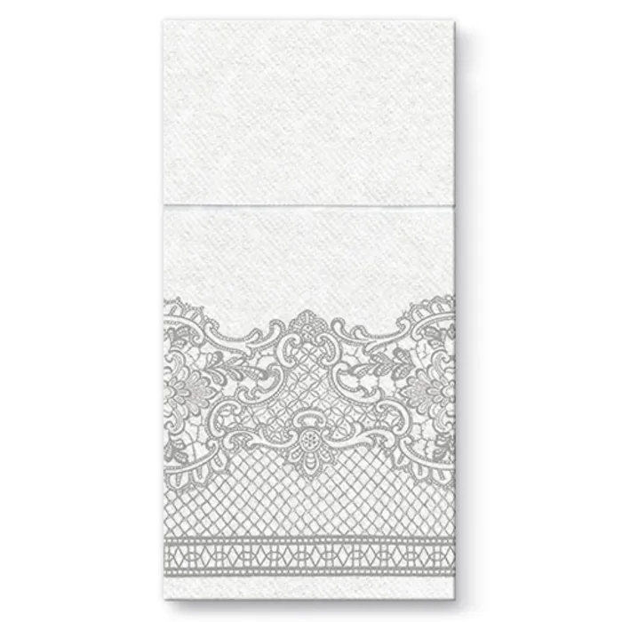 Hauptbild des Produkts Kapsy na příbory PAW Airlaid 40x40cm Royal Lace Silver, 25 ks/bal