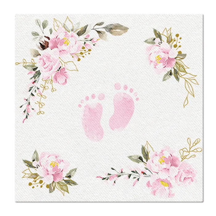 Hauptbild des Produkts Ubrousky PAW AIRLAID 40x40 cm Baby Feet light pink [50 ks]