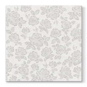 Servietten PAW AIRLAID L 40 × 40 cm Subtle Roses Silver [50 Stück]