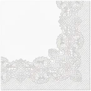 Servietten PAW L 33x33cm 3-lagig Royal Lace Frame Silver [20 Stk]