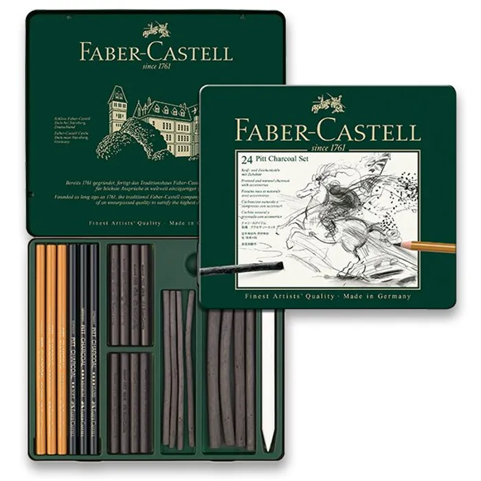 Hauptbild des Produkts Uhel Pitt Monochrome Charcoal specialní sada, plech. krabička 24ks Faber Castell 112978