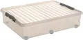 Aufbewahrungsbox "Q-line", transparent, mit Deckel, mit Rollen, 60 l, Kunststoff, HELIT
