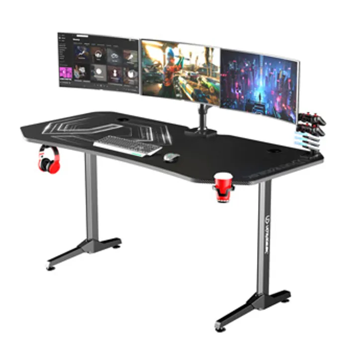 Hauptbild des Produkts ULTRADESK Herní stůl FRAG XXL BLACK, 160 x 75 cm, 75 cm, držák nápojů a sluchátek, stojan