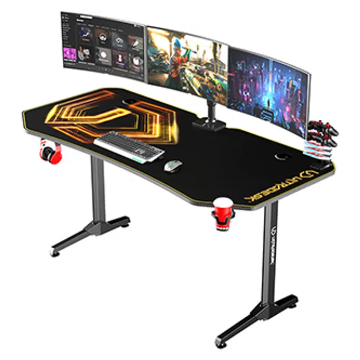 Hauptbild des Produkts ULTRADESK Herní stůl FRAG XXL GOLD, 160 x 75 cm, 75 cm, držák nápojů a sluchátek, stojan