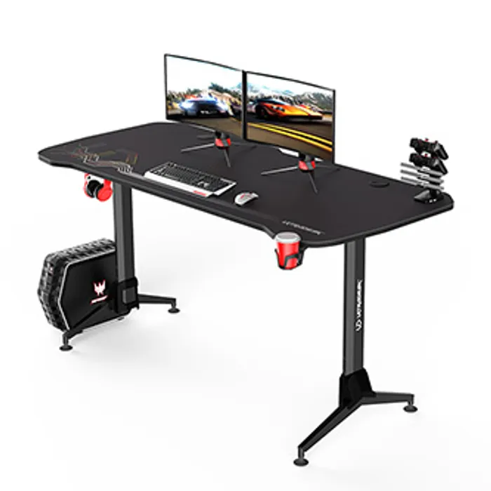 Hauptbild des Produkts ULTRADESK Herní stůl GRAND BLACK, 160x70 cm, 70-80 cm, 3 úrovně výšky, s XXL podložkou po