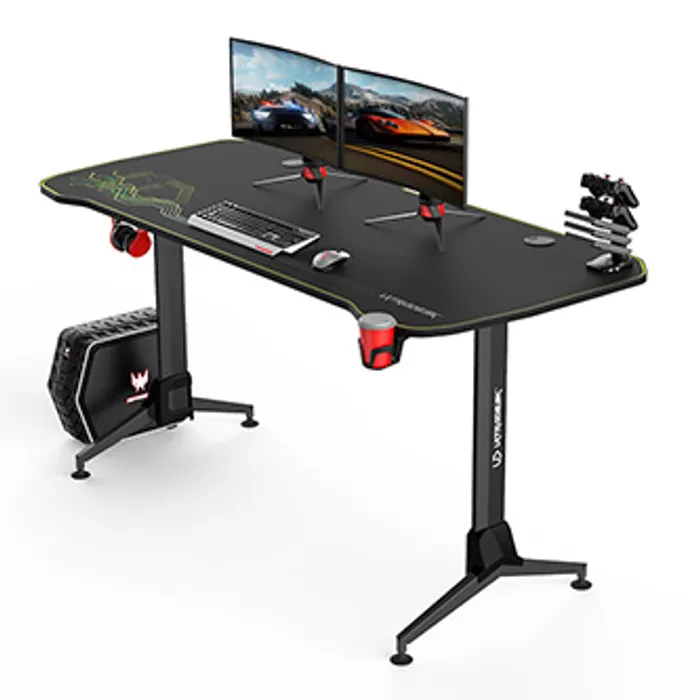 Hauptbild des Produkts ULTRADESK Herní stůl GRAND YELLOW-GREEN, 160x70 cm, 70-80 cm, 3 úrovně výšky, s XXL podlo
