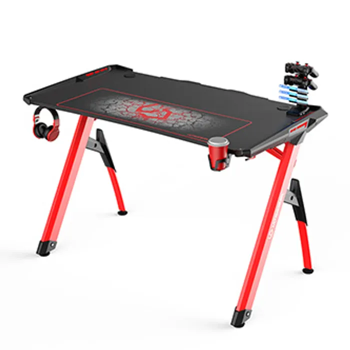 Hauptbild des Produkts ULTRADESK Herní stůl INVADER - RED, 120x64 cm, 75 cm, podsvícený, s XL podložkou pod myš,