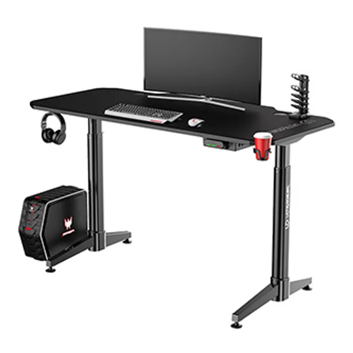 Hauptbild des Produkts ULTRADESK Herní stůl LEVEL BLACK, 140x70cm, 72-124cm, elektricky nastavitelná výška, s XX