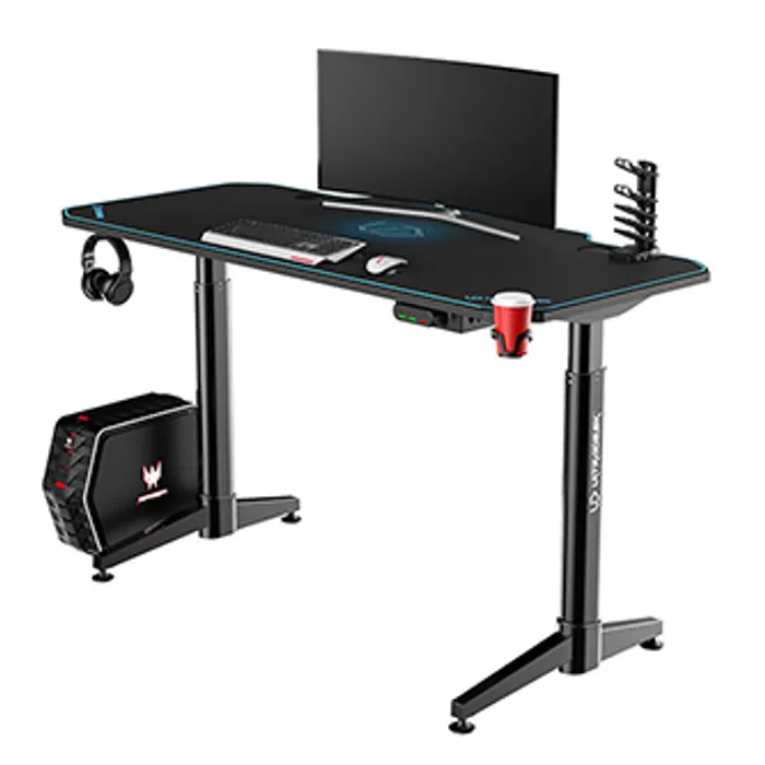 Hauptbild des Produkts ULTRADESK Herní stůl LEVEL BLUE, 140x70cm, 72-124cm, elektricky nastavitelná výška, s XXL