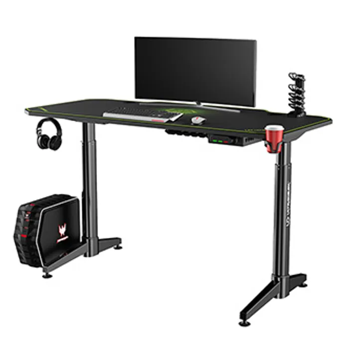 Hauptbild des Produkts ULTRADESK Herní stůl LEVEL GREEN, 140x70xcm, 72-124cm, elektricky nastavitelná výška, s X