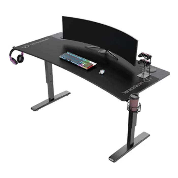 Hauptbild des Produkts ULTRADESK Herní stůl Ultradesk CRUISER BLACK, 160x70 cm, 66-82 cm, držák sluchátek, 3 otv