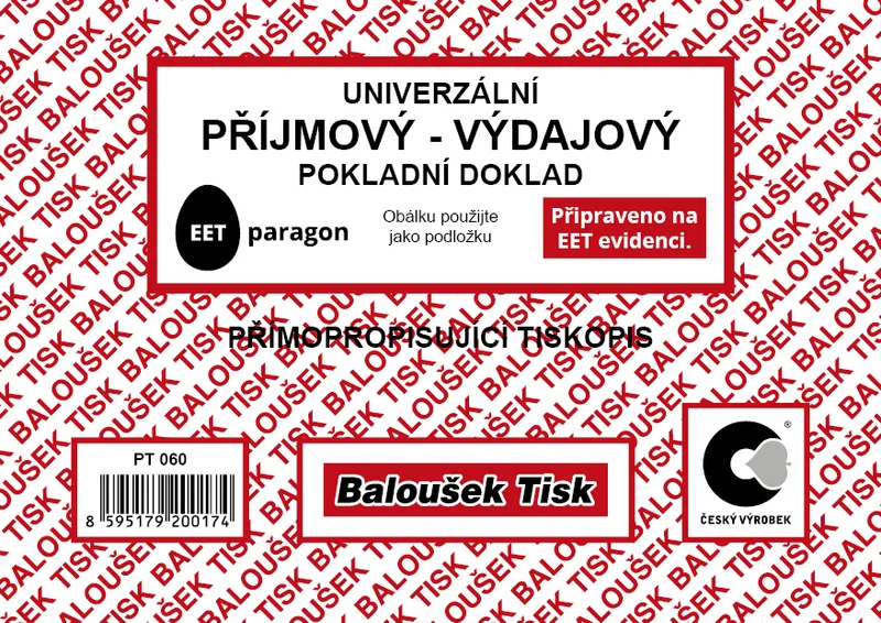 Hauptbild des Produkts Univerzální příjmový výdajový doklad A6 propisující PT060