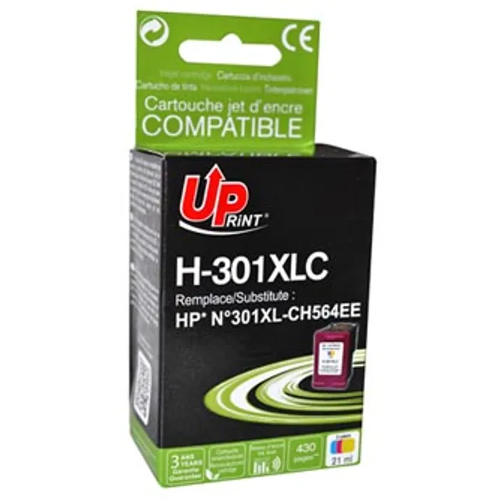 Hauptbild des Produkts UPrint kompatibilní ink s CH564EE, HP 301XL, color, 450str., 21ml, H-301XLC, bez čipu, pr