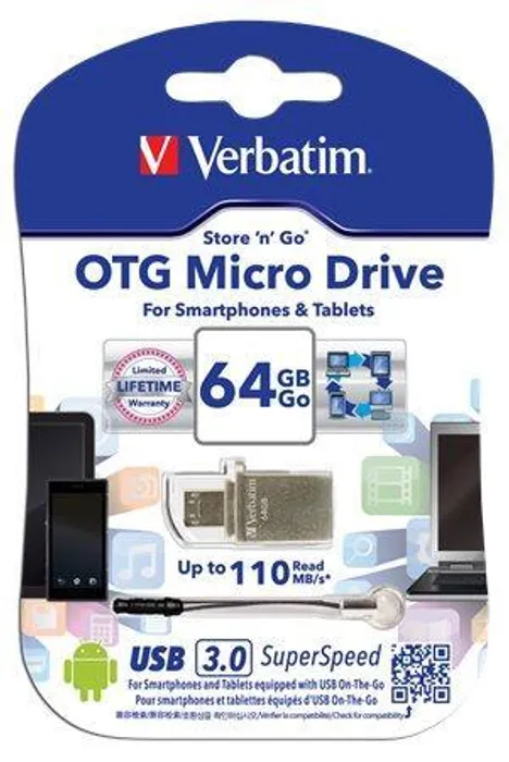 Hauptbild des Produkts USB flash disk "Micro", 64GB, USB 3.0+micro USB adapter, Micro USB, VERBATIM