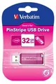 USB-Stick "PinStripe", hellrosa, 32 GB, USB 2.0, 10/4 MB/s, VERBATIM