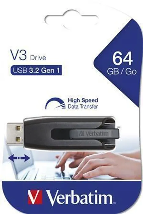 Hauptbild des Produkts USB flash disk "V3", černá-šedá, 64GB, USB 3.0, 60/12MB/sec, VERBATIM