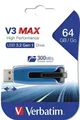 USB-Stick „V3 MAX“, blau-schwarz, 64GB, USB 3.0, 175/80MB/sec, VERBATIM