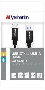 USB-Kabel, Silber, 1 m, USB-C 3.1 - USB-A, VERBATIM