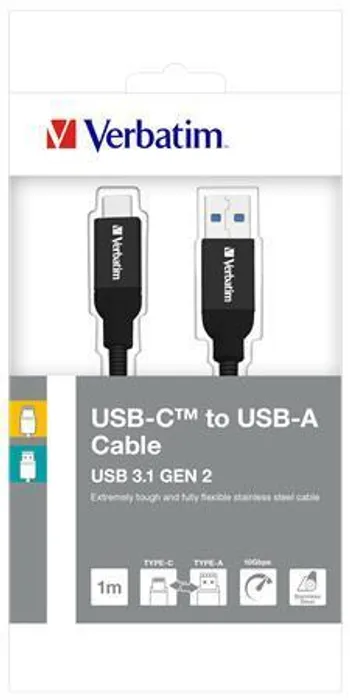 Hauptbild des Produkts USB kabel, stříbrná, 1 m, USB-C 3.1 - USB-A, VERBATIM