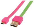 USB-micro-USB-Kabel, 1 m, nicht verheddernd, rosa-grün, MANHATTAN