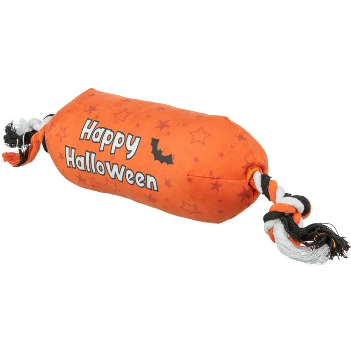 Hauptbild des Produkts Válec HALLOWEEN, plyšová hračka se zvukem, na laně, 30 cm, oranžová - LIMITOVANÁ NABÍDKA