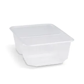 Rechteckschale (PP) 2-geteilt klar 186 x 133 mm 1000ml [50 St.]