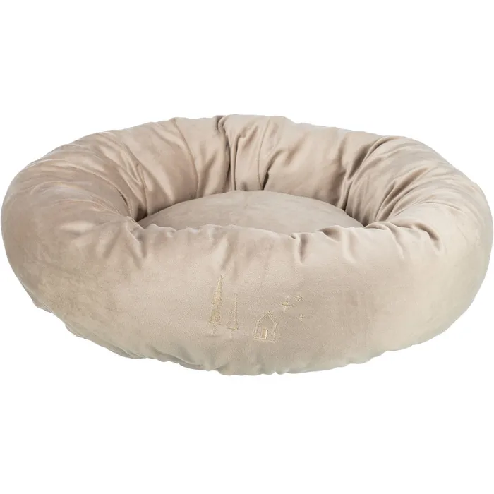 Hauptbild des Produkts Vánoční sametový pelech LIVIA, kulatý s okrajem, o 50 cm, béžová