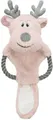 Weihnachts-Socke am Seil, raschelnd, 47 cm, Plüsch/Baumwollseil, rosa/grau