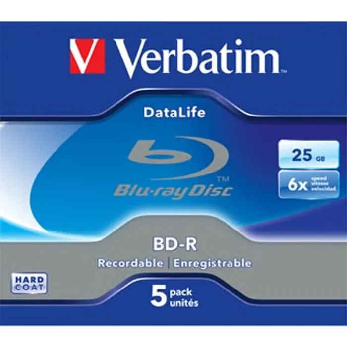 Hauptbild des Produkts Verbatim BD-R, Datalife, 25GB, jewel box, 43836, 6x, 5-pack