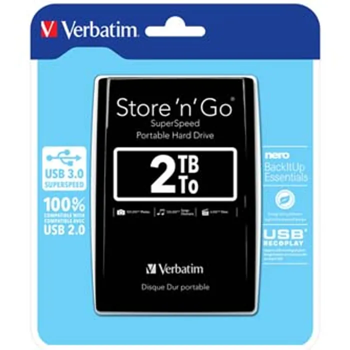 Hauptbild des Produkts Verbatim externí pevný disk, Store N Go, 2.5", USB 3.0 (3.2 Gen 1), 2TB, 53177, čern