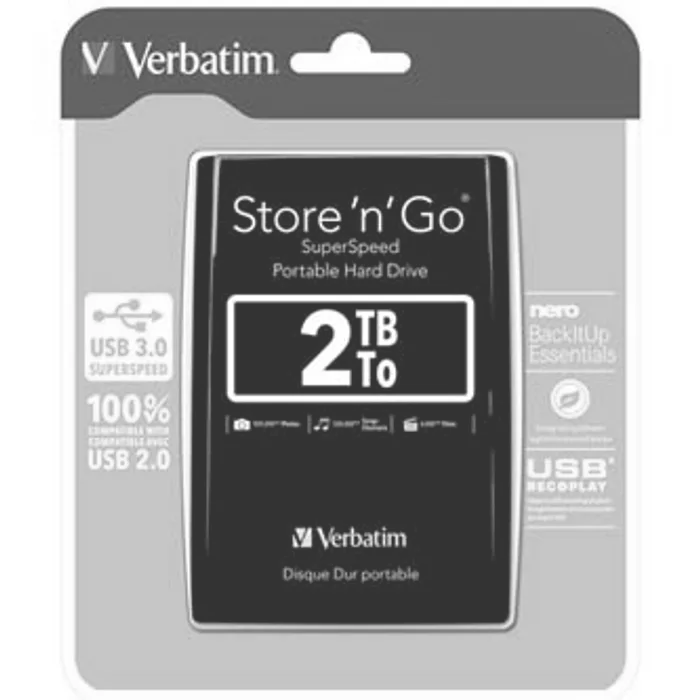 Hauptbild des Produkts Verbatim externí pevný disk, Store N Go, 2.5", USB 3.0 (3.2 Gen 1), 2TB, 53177, čern