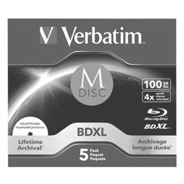 Hauptbild des Produkts Verbatim MDISC, Lifetime archival BDXL, 100GB, jewel box, 43834, 4x, 5-pack