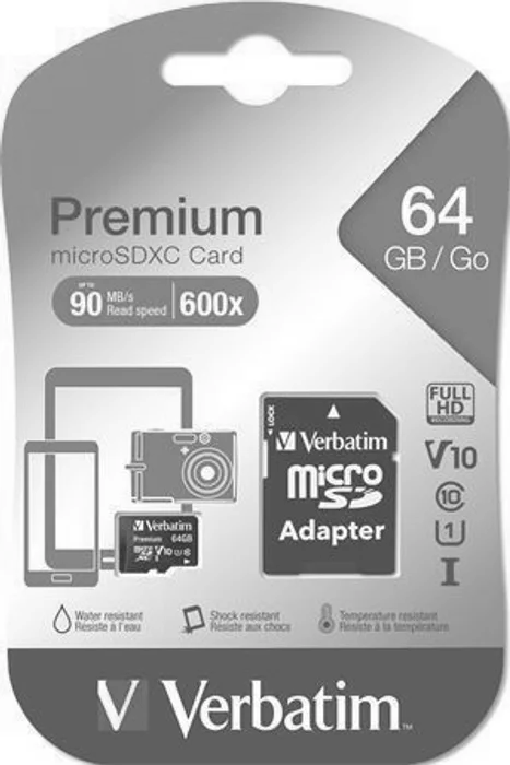 Hauptbild des Produkts Verbatim Micro Secure Digital Card, 64GB, micro SDXC, 44084, UHS-I U1 (Class 10), s adapt