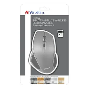 Verbatim Maus Deluxe, 1600DPI, 2.4 [GHz], optisch, 8Tas., schnurlos, grau, 2 Stk AA