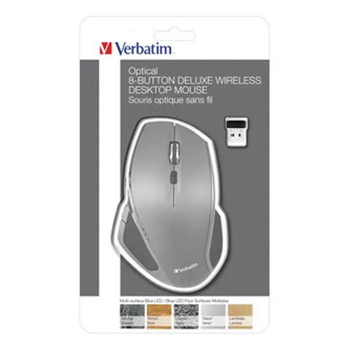 Hauptbild des Produkts Verbatim Myš Deluxe, 1600DPI, 2.4 [GHz], optická, 8tl., 1 kolečko, bezdrátová, šedá, 2 ks