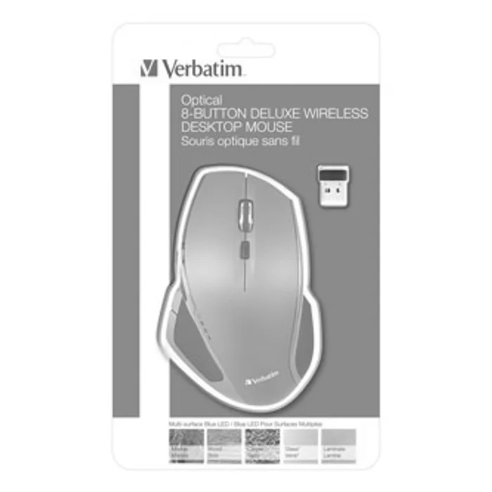 Hauptbild des Produkts Verbatim Myš Deluxe, 1600DPI, 2.4 [GHz], optická, 8tl., 1 kolečko, bezdrátová, šedá, 2 ks